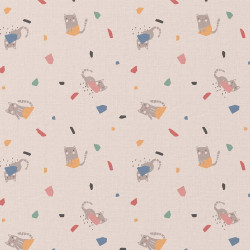 Algodón estampado SIMEON Crudo / Multicolor